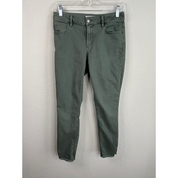 Loft Curvy Jeans Women's 26/2 Ankle Slit Skinny Leg Mid Rise Green Denim Stretch - Picture 1 of 7